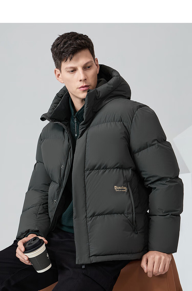 DANCING WOLVES [Black Graphene + 90% Duck Down] Winter Hooded Thick Warm Men's down Jacket, Style 001 Black, Size 180 15