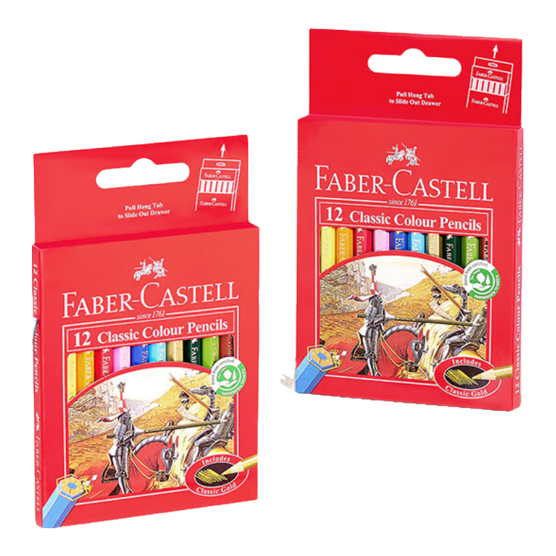 Faber-Castell Colored Pencils Classic Oil-Based Colored Pencils Drawing Set Art Tools Student Portable Short Colored Pencils 12-Pack Sketch Markers Drawing