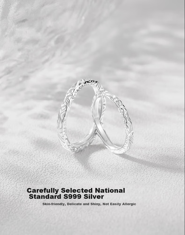 MANHE S999 Sterling Silver Couple Rings, One Pair Engagement Diamond Rings for Women And Men, Tail Ring, Valentine's Day Gift for Girlfriend 5