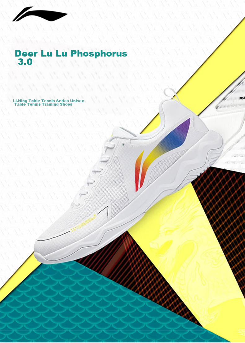 Li-Ning Table Tennis Shoes Qilin 3.0ESS Unisex Anti-Slip Shock-Absorbing Sports Shoes Training Shoes Standard White Size 39 1