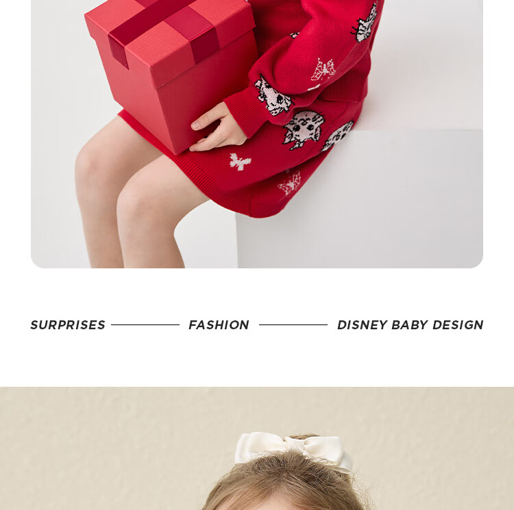 DISNEY Children's Girls' Outfit Set, Dress with Thick Sweater, Red New Year's Outfit, Winter 2023 DB331TE16, Bright Red, Size 110 32