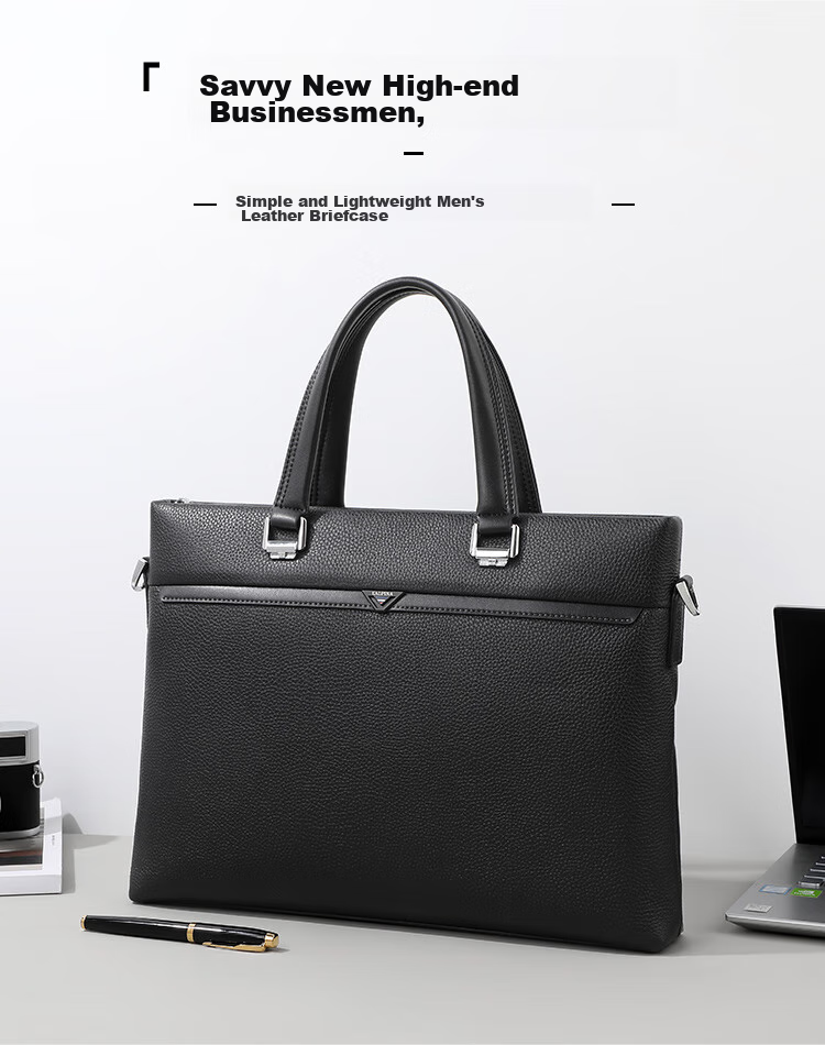 L'ALPINA Italian Briefcase, Men's Leather Handbag, Laptop Business Crossbody Shoulder Bag 1