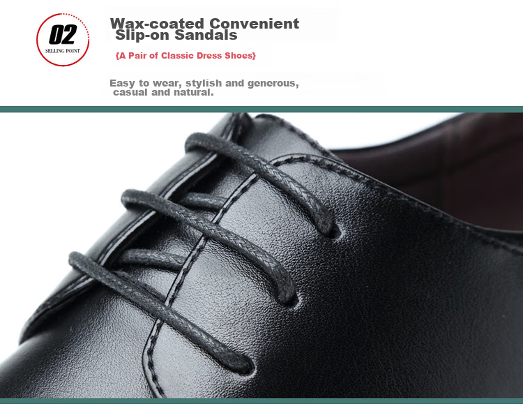 Poitulas Men's Lace-Up Business Casual Shoes, Korean-Style Trendy Soft Leather Wedding Formal Shoes for Men, 6633 Black, Size 38 8
