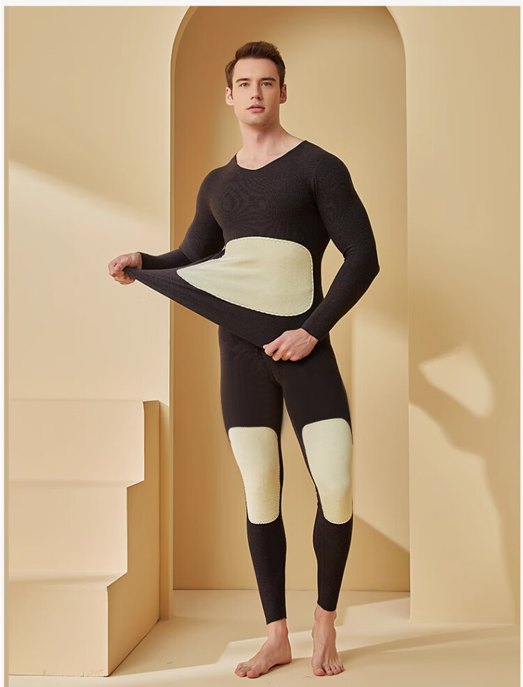 LangSha Ladies Thermal Underwear Set, Wool And Silk, Waist Protection, Knee Protection, Back Protection, Fleece-Lined, Thickened, Autumn And Winter Base Layer, Autumn Top And Pants 17