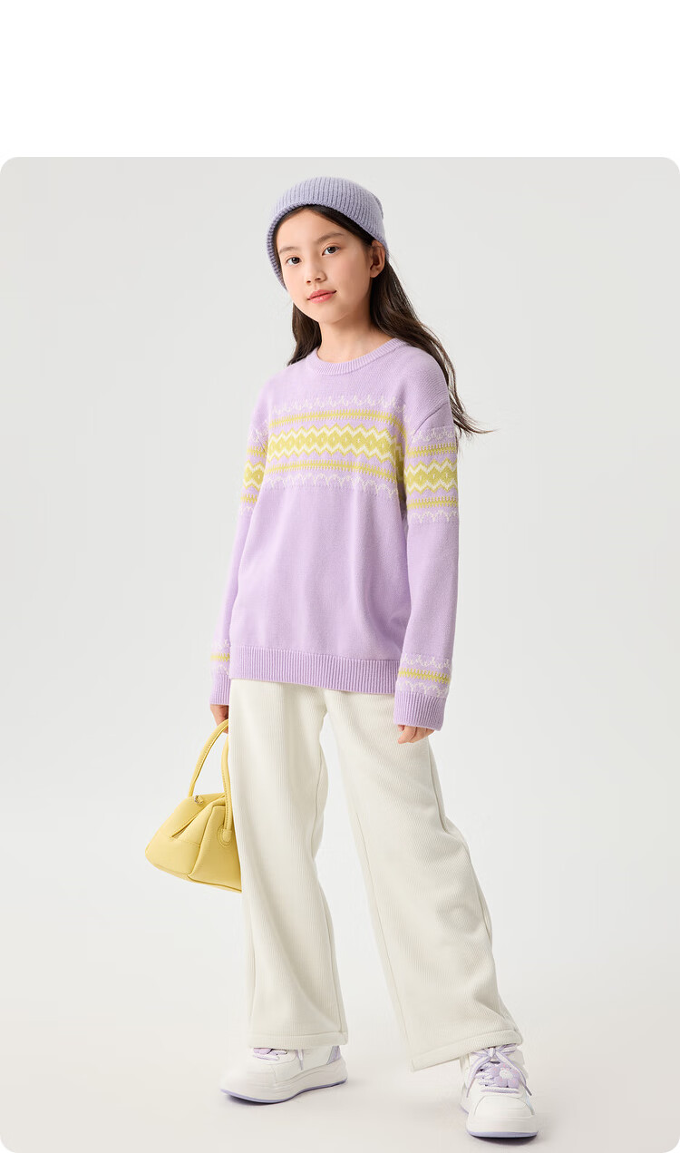 BALABALA Children's Clothing, New Winter Sweater for Girls, Fair Island Style, Round Neck, Fashionable Top, Comfortable And Trendy 22