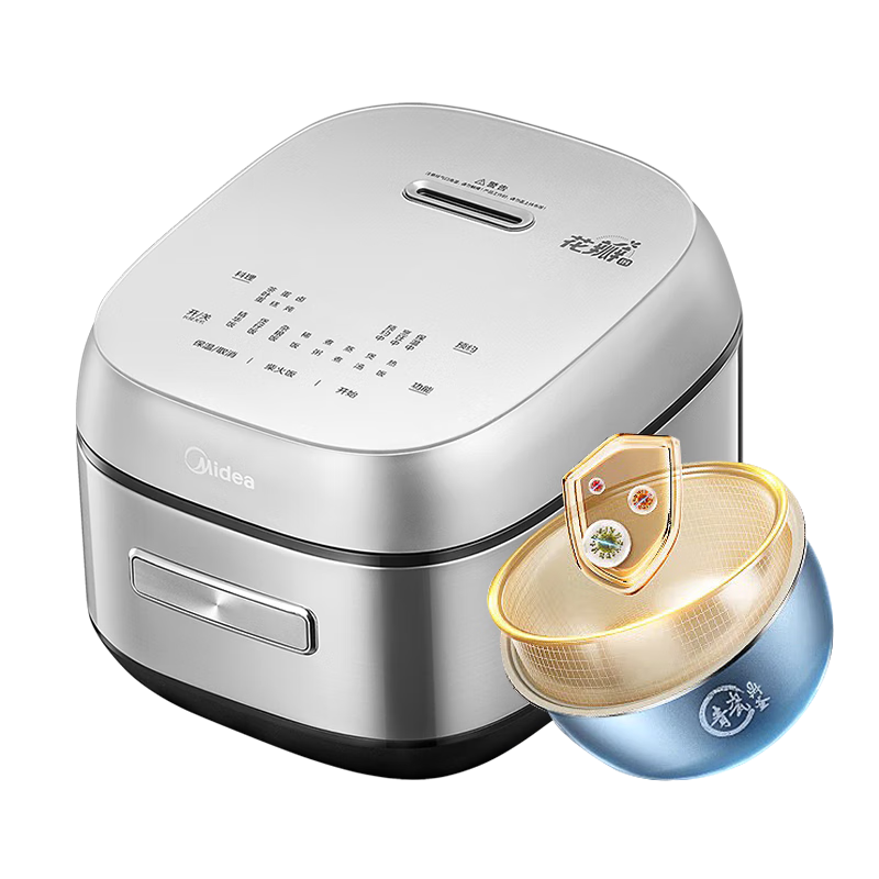 Midea Titanium-Free Fluorine-Resistant Celadon Pot Thickened Rice Cooker Petal IH Series Smart Electromagnetic Heating Household Electric Rice Cooker for Cooking Rice And Porridge [Same As Offline Model] CFB4097H