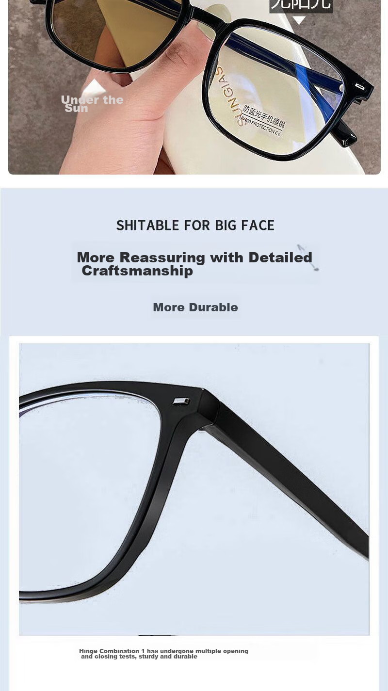 Boshide Anti-Blue Light Glasses, Unisex Radiation Protection Glasses, Non-Prescription Flat Lens Phone And Computer Eye Protection Goggles, Glossy Black Frame 13