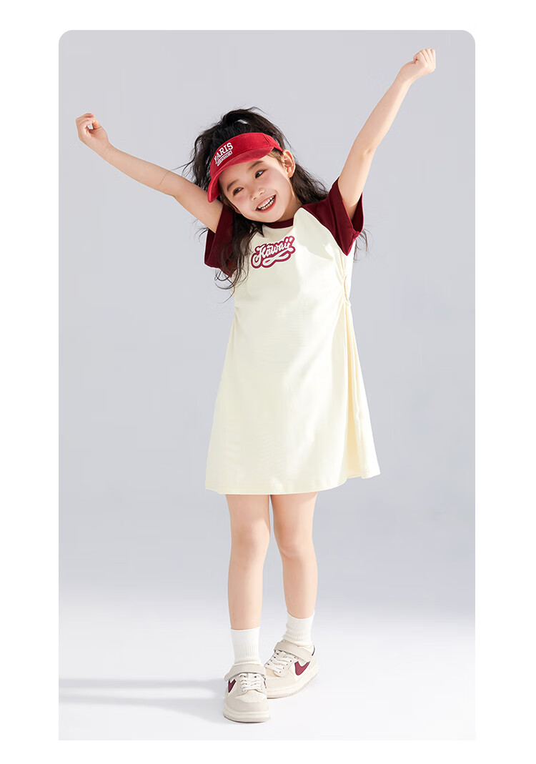 QQ DUCK Children's Clothing Girls' Short-Sleeve Dress Baseball Dress Youth Clothing Holiday Sports Dark Blue; 160 14