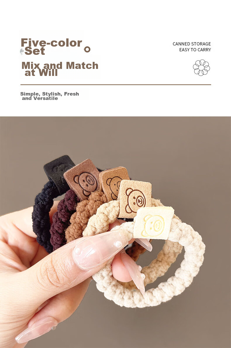 Chense Hair Ties [5 Mixed Colors], Seamless Hair Bands, High-Elasticity Rubber Bands for Ponytails, Hair Accessories for Wome 4