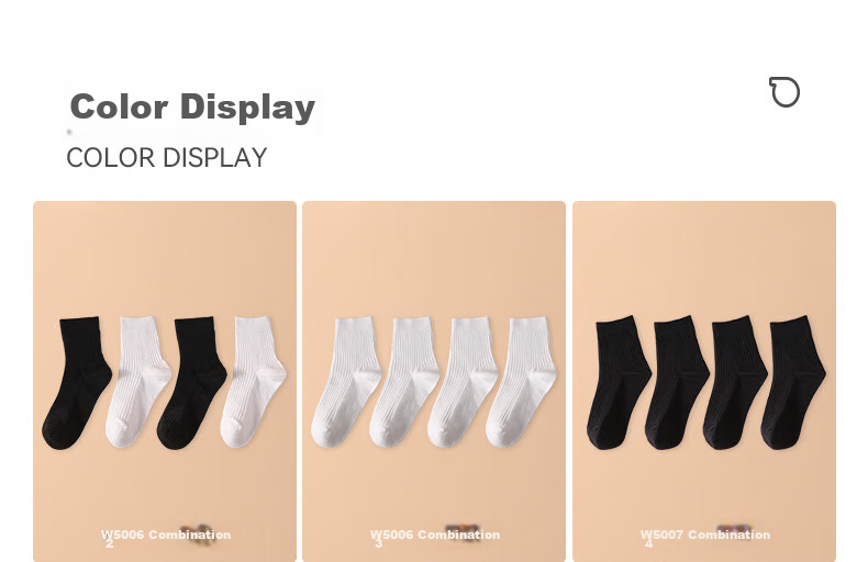 Hodo Children's Socks for Boys And Girls, Mid-Calf Cotton Sports Socks, Highly Elastic Breathable Student Socks W5006 Combination 3 22-24cm 3