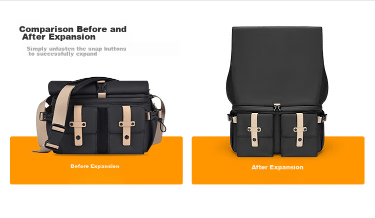CWATCUN Shoulder Camera Bag Crossbody Photography Bag for Commuting, Fashionable Waterproof Backpack with Two Lenses for Men And Wome 7