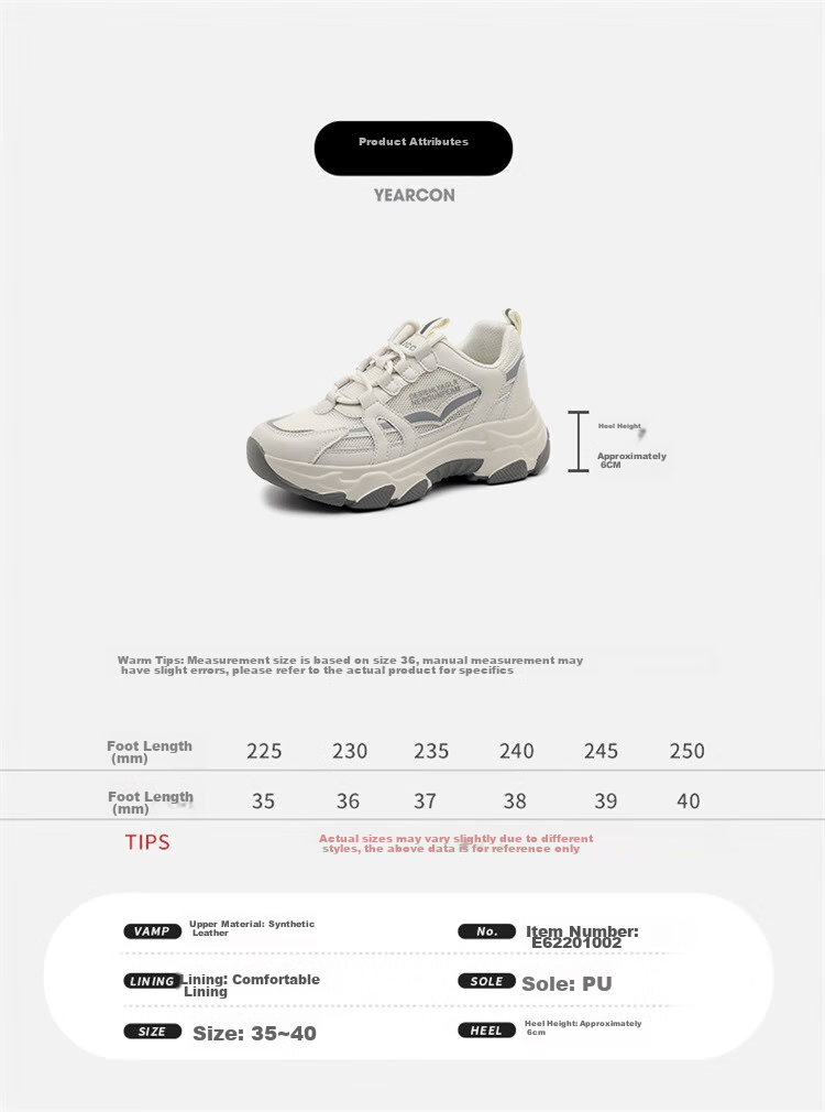 Yierkang Women's Shoes, Autumn Mesh Breathable Dad Shoes, Thick-Soled Height-Increasing Casual Sneakers, Lightweight Versatile Running Shoes for Wome 2