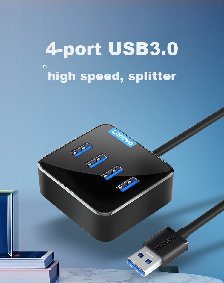 Lenovo USB Hub 3.0 Expansion Dock Converter, Four-In Adapter, HUB Concentrator, Vertical Plug Expansion Device, Laptop/desktop Computer Converter, Universal 2
