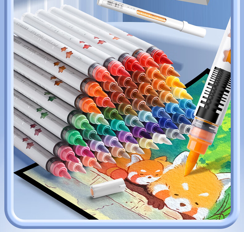 Kabaxiong Acrylic Markers, 36 Colors, Soft Tip, Direct Liquid, Stackable, Waterproof, Student Art Drawing Tools, Art Students' Hand-Drawn Watercolor Pens 2