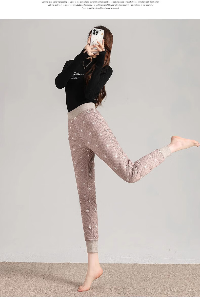 Langsha Women's Inner Fleece-Lined Pants for Winter, Non-Bulging, Thickened, Lightweight, Cold-Resistant, Warm White Duck Down Inner Lining Thermal Underwear 19