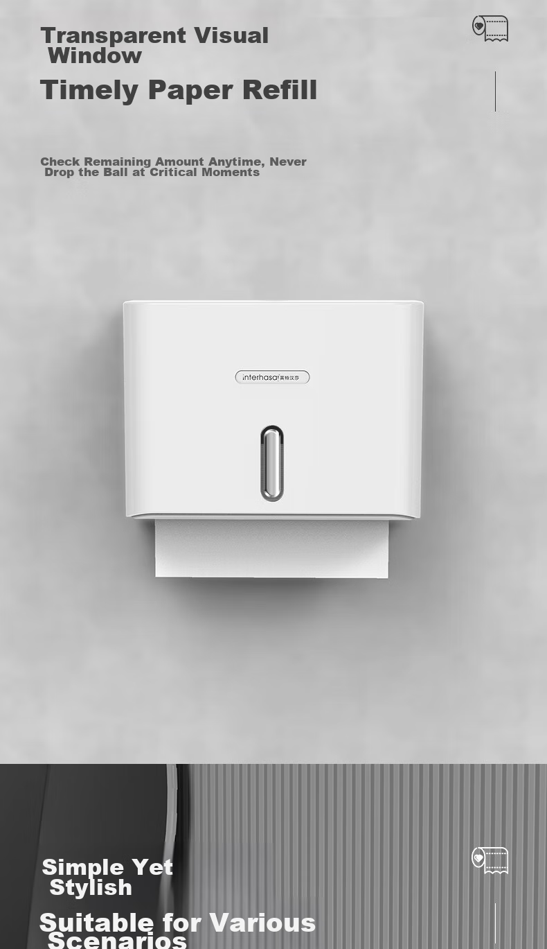 Interhasa! Wall-Mounted Toilet Paper Holder, Bathroom Tissue Dispenser, Washroom And Kitchen Paper Towel Box, No Drilling Required E6007 8