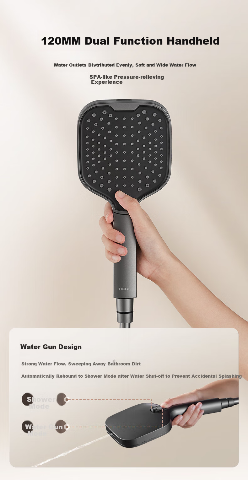 HEGII Shower Head, Smart Constant Temperature Anti-Scalding Square Large Screen Top Spray Shower Head Complete Set HMF957-333 13