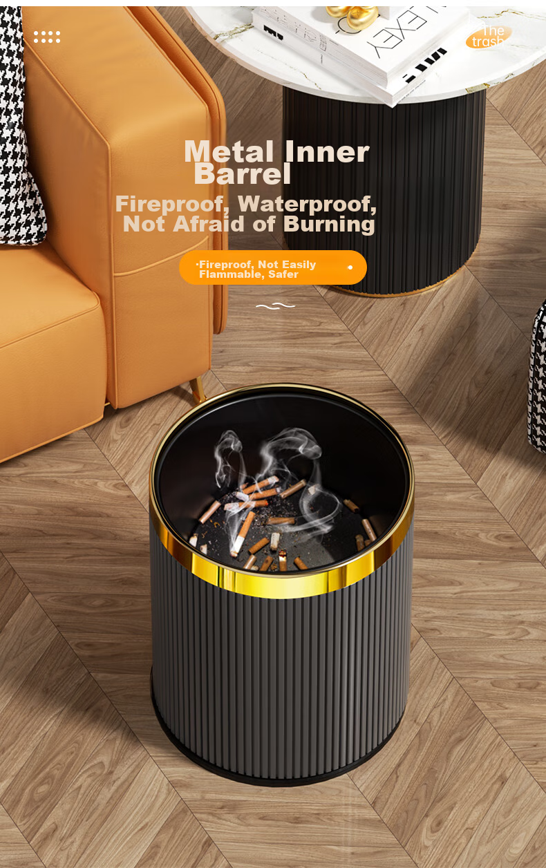 AKBK Italian Trash Can 12L Large Capacity Round Base Trash Can for Living Room, Bedroom, Kitchen, Luxury Hotel 2026 New Model 4