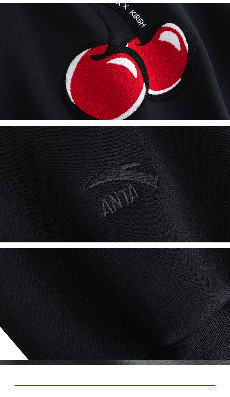 ANTA ×kirsh Collaboration | Cherry Round Neck Pullover Sweatshirt for Women, New Autumn Trendy Sports Top 26