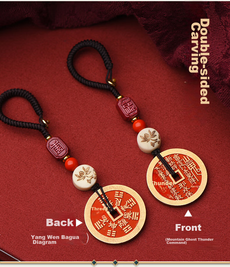 Cilingge Mountain Ghost Coin Pendant Keychain Charm, Cinnabar Amulet, Zodiac Year Gift for Men And Wome 9