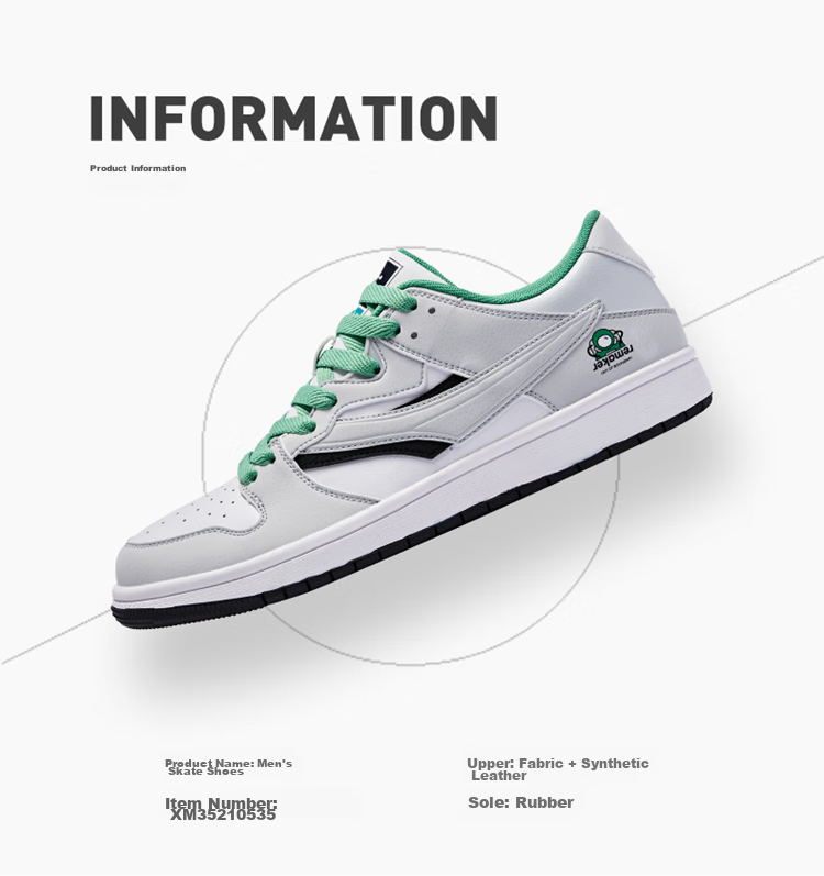 QIAODAN Men's Skateboard Shoes, Summer Low-Top Panda Trendy Versatile Non-Slip Casual Sneakers 21