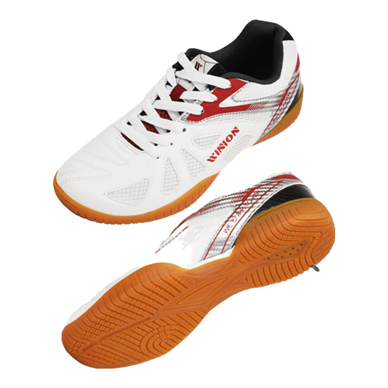 WINION Selected Table Tennis Shoes for Men And Women, Non-Slip Wear-Resistant Table Tennis Sports Shoes, Starting Point White And Red, Size 36.5