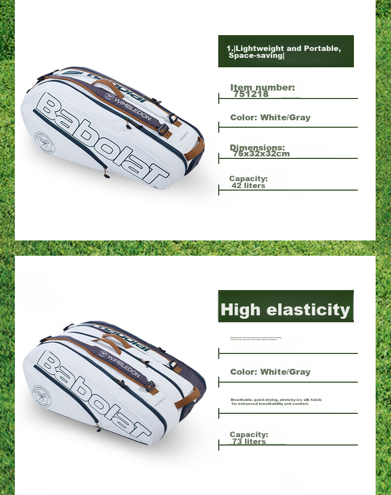 Babolat Tennis Bag, Wimbledon Co-Branded PURE Tennis Backpack, Sports Bag 4