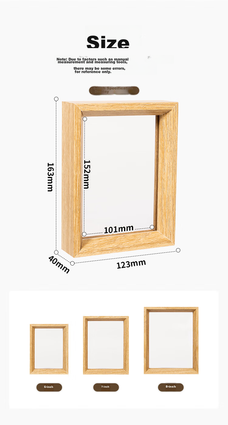 TIANSE 7-Inch Double-Sided Transparent Photo Frame, Plant Specimen Frame, Photo Book Frame, Paper-Cutting Frame, Double-Sided Transparent Glass Leaf Specimen Frame, Display Stand, Embossed Showcase Frame TS-6507 9