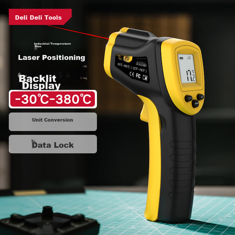 Deli Infrared Thermometer, Industrial High-Precision Temperature Gun, Kitchen Baking Water And Oil Temperature Meter