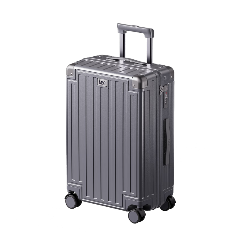Lee High-Quality Suitcase with Cup Holder, Multifunctional Luggage, Travel Case, Student Password Lock Suitcase, Space Gray, 26 Inches