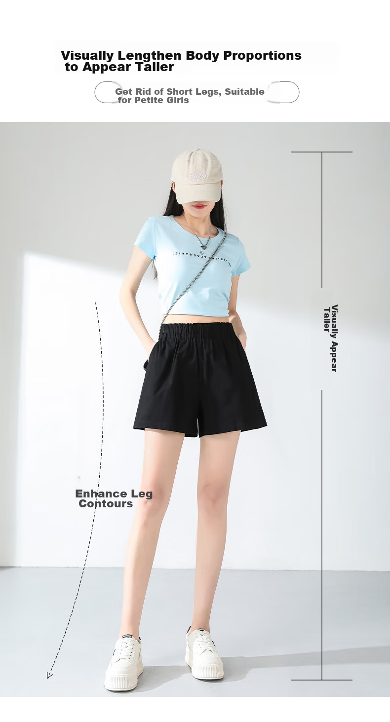 Baleno 100% Pure Cotton Shorts for Women, New Summer 2025 Style, High-Waisted Loose Wide-Leg Pants, Versatile Three-Quarter Length Shorts for Outdoor Activities And Travel 8