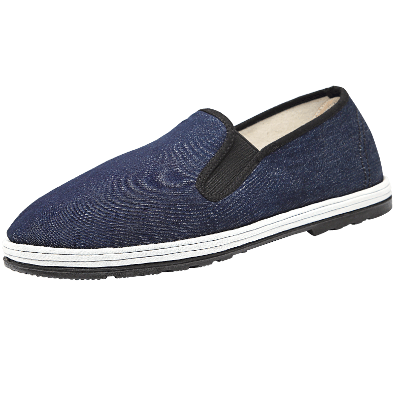 Bushe Yuan Traditional Thousand-Layer Sole Slip-On Casual Men's Low-Top Elderly Beijing Cloth Shoes Blue Size 38