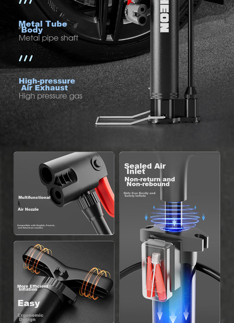 Ousen Portable Bicycle Pump for Electric Bikes, Basketballs, Soccer Balls, Children's Toys, Universal Air Pump for Electric Scooters And Motorcycles 1