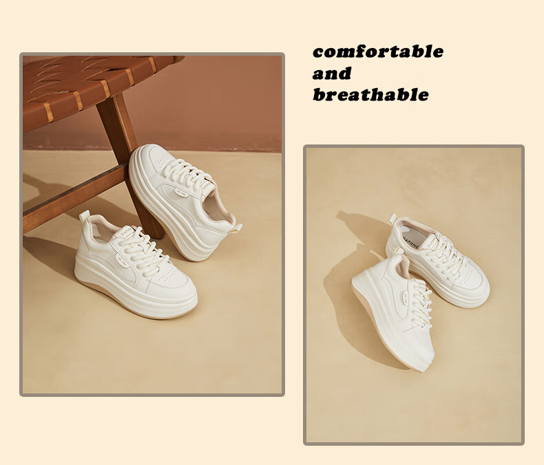DAPHNE Thick-Soled Platform Sneakers for Women, Versatile Panda Shoes, Sports Casual Shoes, Platform Heightening White Sneakers for Women, Black, Size 36 13