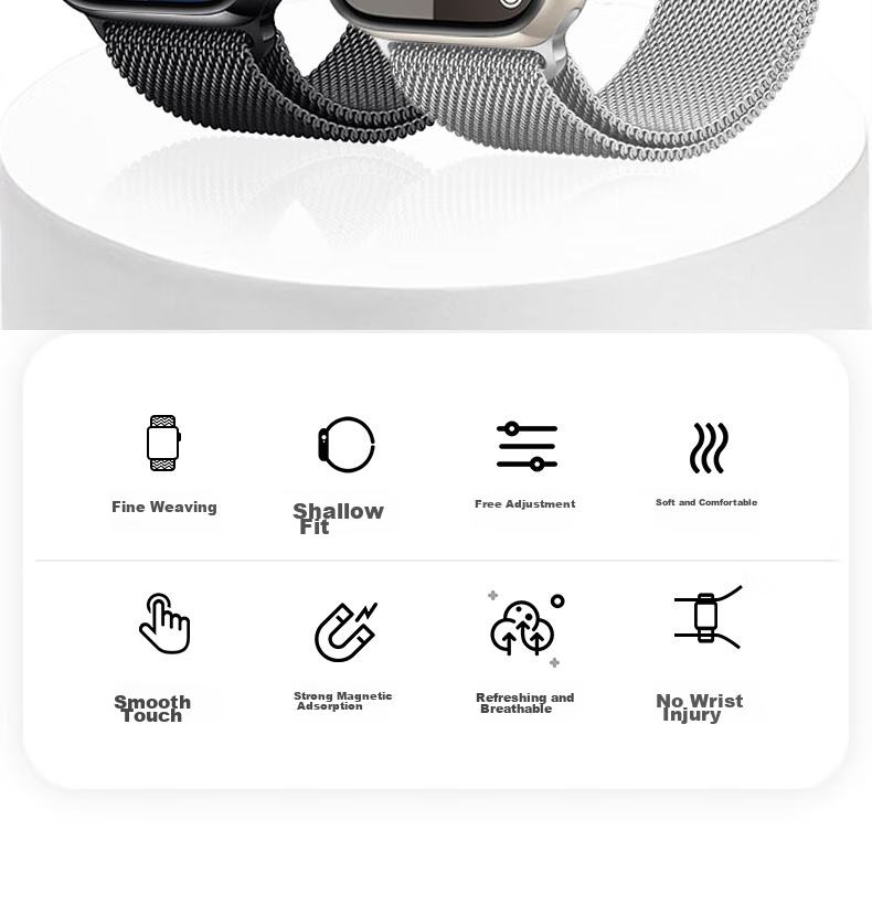 ESCASE Compatible Apple Watch Band, IWatch SE3 Milanese Magnetic Buckle Strap, Supports Apple Watch 11/SE2/9/8, 41/40/38mm, Silver 2
