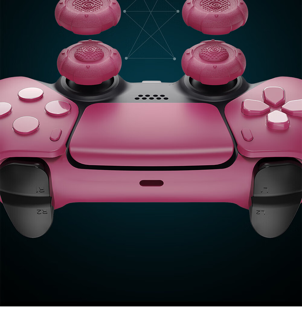 Jixiang National Version PS4 PS5 Controller Cat Claw Joystick Cap, NS Pro Game Controller Key Cap Silicone Accessories, Compatible with PS4/PS5/NS Pro, Pink Blue 13