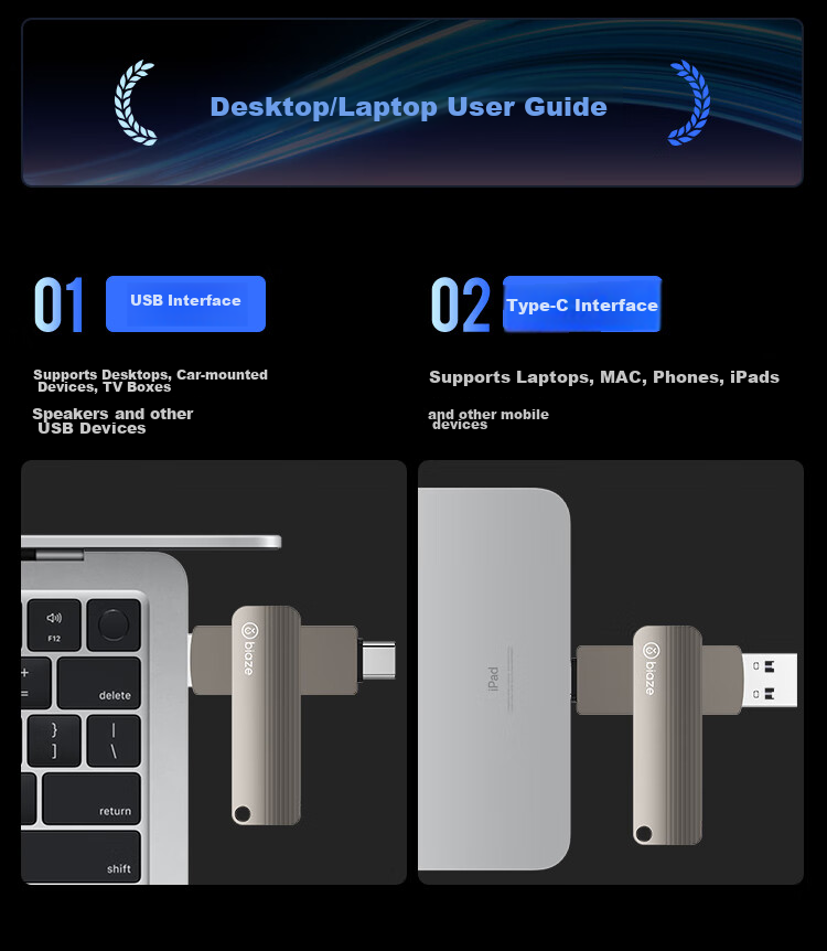 BIAZE 128GB Four-In Lightning Phone Flash Drive, Type-C USB3.0, Compatible with Huawei, Android, Apple, Large Capacity Dual-Use Thumb Drive for Computer And Phone 21