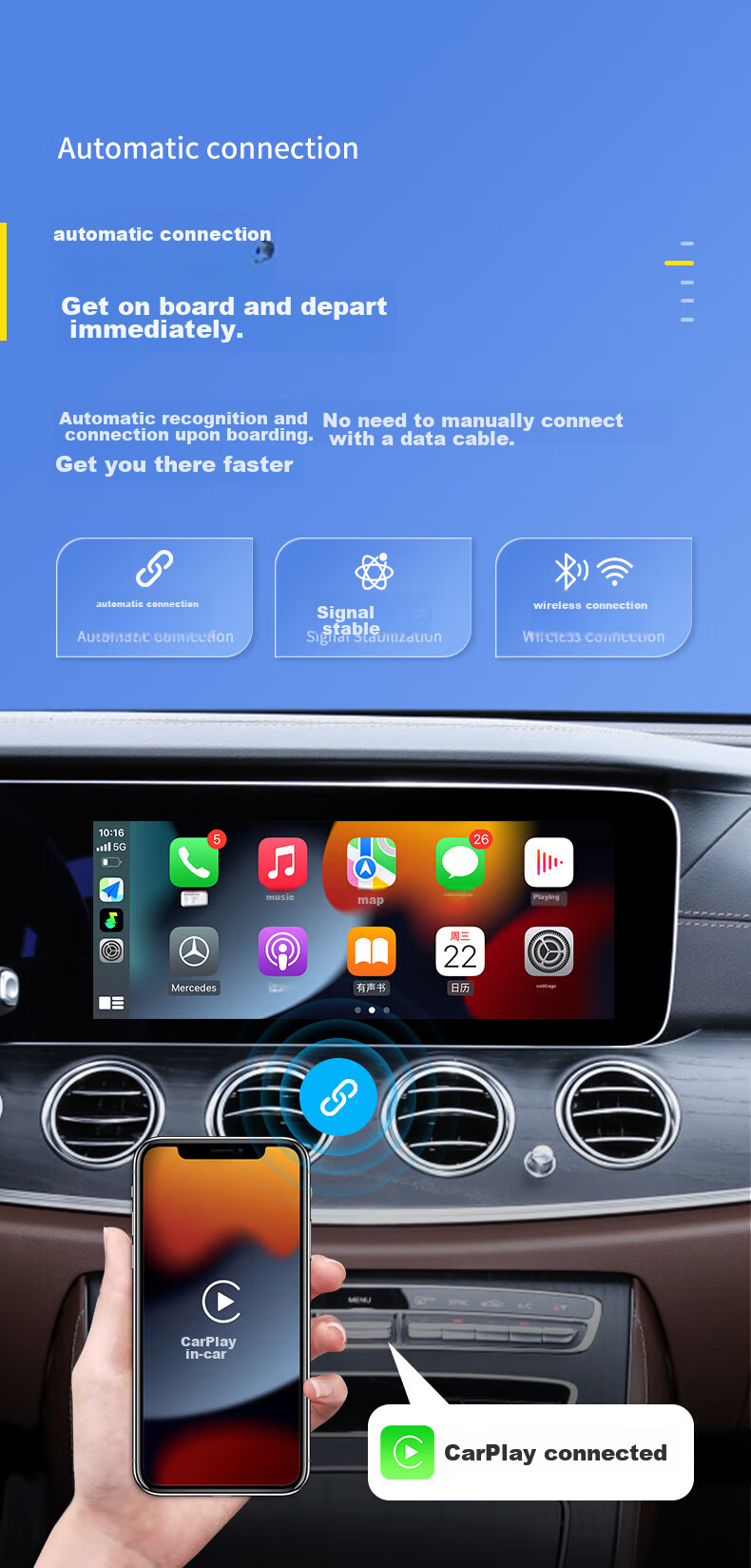 LU XIAN XING Wireless CarPlay Box Compatible with Mercedes-Benz, Audi, Volvo, Buick, Land Rover Smart In-Car Connectivity Box 17