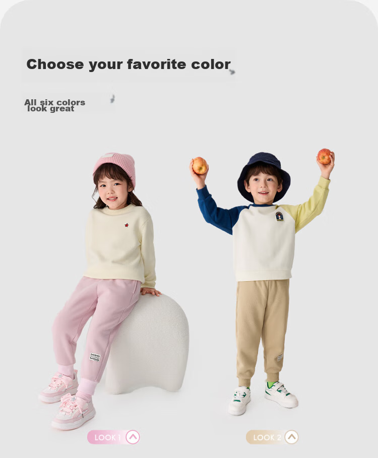 BALABALA Children's Long Pants, Boys And Girls Thick Fleece-Lined Trousers, 2025 Autumn And Winter Parent-Child Versatile Joggers, Casual Trendy Pants 11