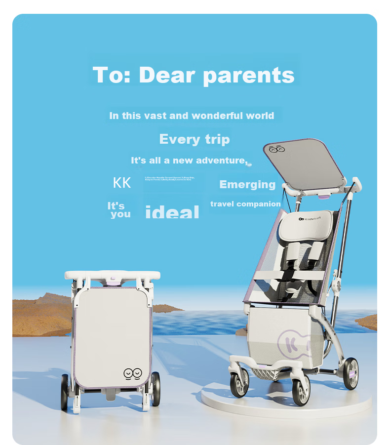 KinderKraft KK Pocket Stroller, Xiaohan Dou Walking Aid, Lightweight Stroller for Babies, Foldable And Compact Baby Carriage, Gray 7