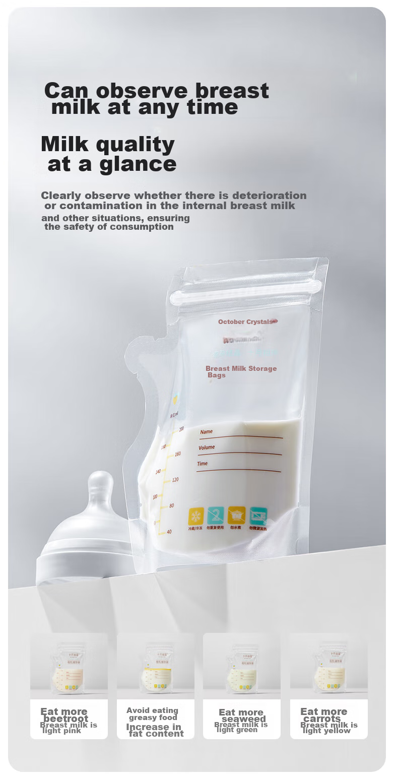 Shiyuejiejing Breast Milk Storage Bags, 200ML, 36 Pieces*2, Bottle Opening Style, Randomly Shipped 3