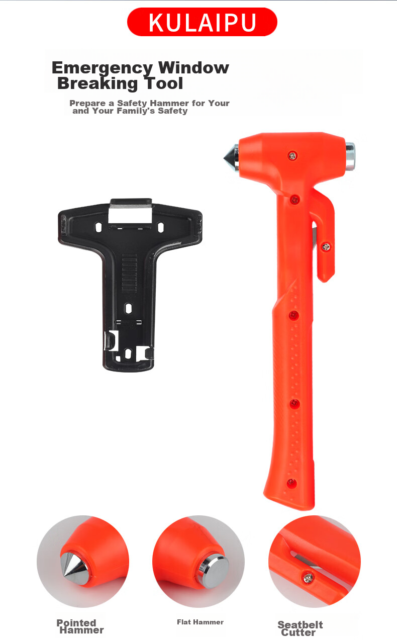 Kulaipu Car Safety Hammer, Window Breaker, Emergency Rescue Multi-Functional Fire Hammer, Vehicle-Mounted Life-Saving Hammer with Bracket KLP-86 3
