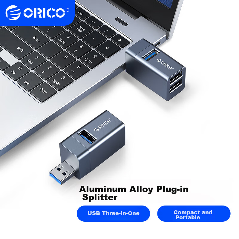 USB-хаб ORICO, 3 порта, USB 3.0, алюминиевый корпус, серый