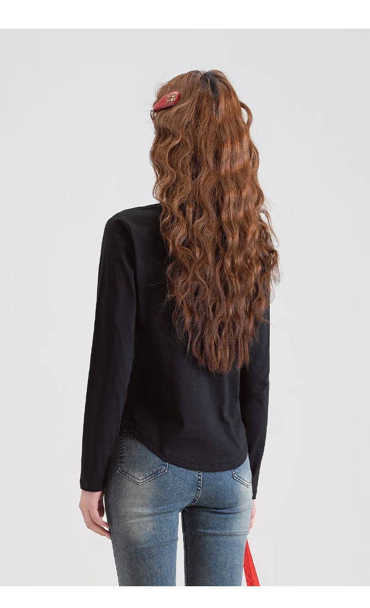 NOME Autumn And Winter New Round Neck Slim-Fit Long-Sleeve T-Shirt for Women, Body-Hugging Waist-Cinching Base Layer Inner Wear, White, XL 15