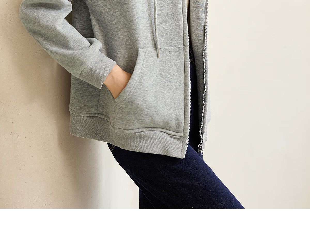 Chushen Spring and Autumn Casual Short Jacket Women Zipper Design Hooded Pocket Sweatshirt Loose Top S143U1003 25