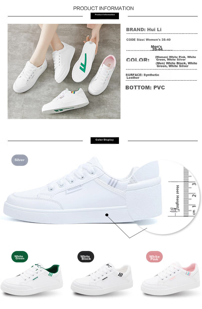 Warrior Casual Shoes for Women, Outdoor Thickened Simple Versatile White Sneakers, Student Couple Skateboard Shoes Running Sports Shoes WXY-L319N White Pink 39 2