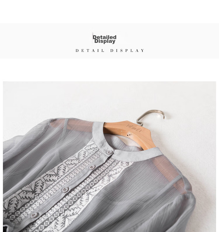 Dme [Cross Embroidery] Summer Commute Simple Chiffon Pleated Loose A-Line Dress for Wome 12