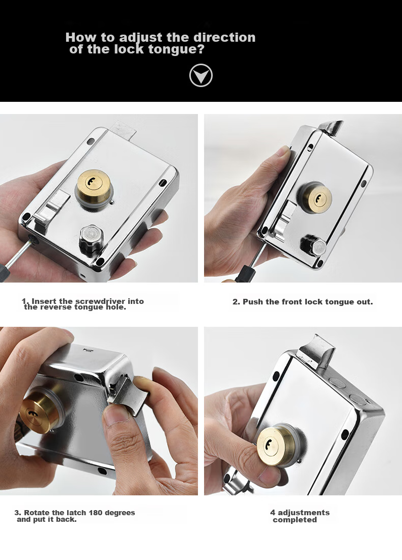 IGear Old-Style Door Lock, B-Grade Anti-Theft Exterior Door Lock, 304 Stainless Steel, Wooden Door Iron Thickened Lock Body, Interior Door Lock, Brushed Finish, Left-Opening 12