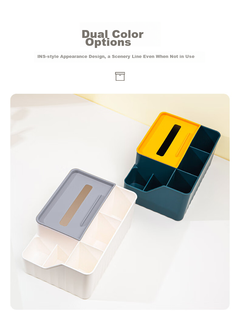 Jindeli Desktop Pen Holder Storage Box, Multifunctional Tissue Box, Stylish Luxury Drawer, Office Desk Stationery, Dormitory Office Supplies Organizer, Large Capacity Blue SN143 12