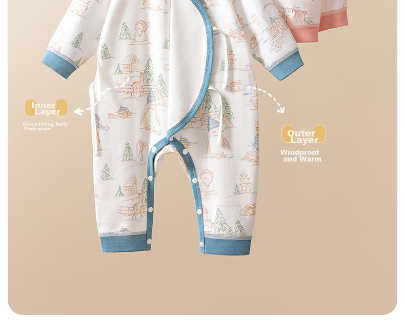 Beitaisi Baby Clothes, All-Season Onesie, Long-Sleeve, Pure Cotton, Soft, Newborn Infant Belly Protection, Anti-Cold, Baby Romper, Crawling Suit 10